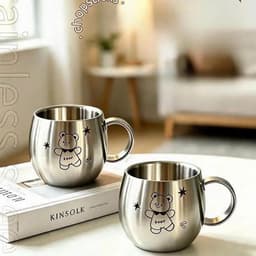 Cốc inox 304 cho trẻ, tay cầm tiện lợi, họa tiết thú, dung tích 150ml, nhập khẩu cao cấp. 6
