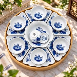 Khay Nhựa Vân Gỗ Đựng Bát Đĩa Hoa Mặt Trời, Mâm Đựng Mâm Cơm Cúng Gia Tiên Có Tay Cầm Tiện Lợi 8