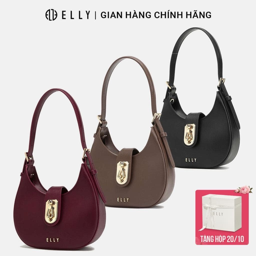 [Tặng hộp 20.10] Túi xách nữ da thật ELLY ET172 túi đeo vai đeo chéo xách tay cao cấp chính hãng
