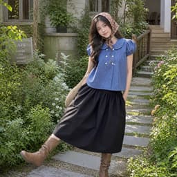 Áo babydoll cổ sen 6 cúc xinh xắn kiểu kẻ caro siêu hot - Fashion 73 5