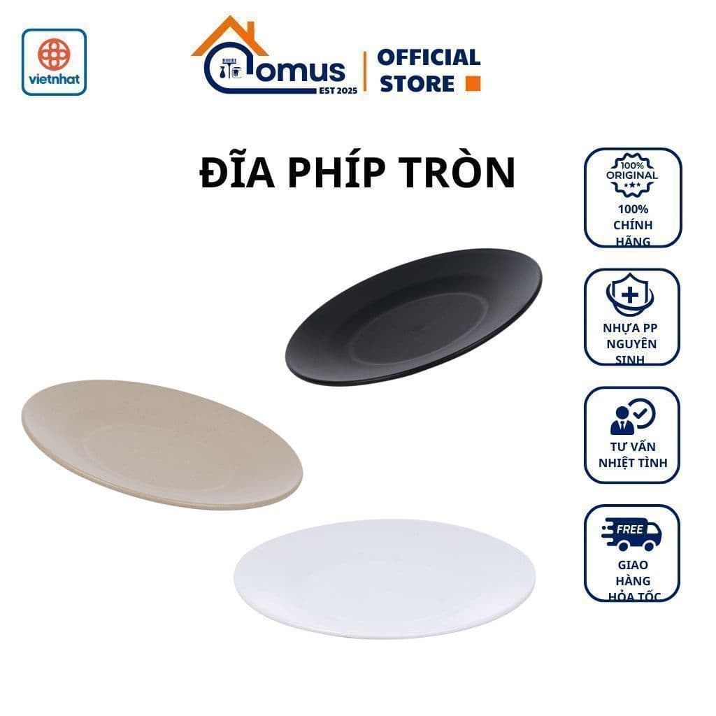 Đĩa Nhựa Tròn Phip Dày, Đĩa Đựng Thức Ăn Sang Trọng Dùng Gia Đình Nhà Hàng - DOMUS