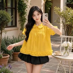Áo kiểu babydoll hottrend cổ bèo sen tay bồng đáng yêu mẫu mới AP959 3
