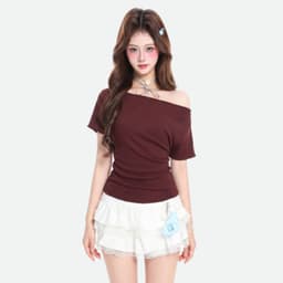 Áo Thun Nữ Kiểu Lệch Vai Tay Cánh Dơi Dây Buộc Nơ Sau Lưng A5160 1