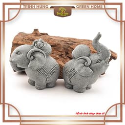Tượng song tượng bách tài đá sa thạch - Tượng deco, trang trí tiểu cảnh, bán cạn, terrarium 6