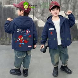 [9-37KG] Áo khoác gió cao cấp bé trai cản gió trượt nước KIMCHIBABY họa tiết Siêu Anh hùng, Áo gió bé trai cao cấp 2 lớp 5