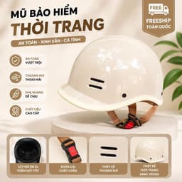[ĐẠT CHUẨN AN TOÀN] Nón bảo hiểm nửa đầu cá heo cao cấp, free size 54-58cm, chất liệu ABS và EPS  thoải mái 1