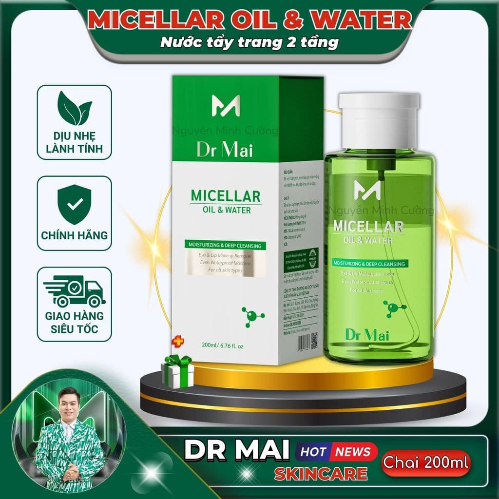 Nước tẩy trang 2 tầng Dr Mai Micellar Oil Water