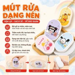 Mút Rửa Chén Bát Ăn Dặm Dạng Nén Hogokids Chất Liệu Bột Gỗ Tự Nhiên 9