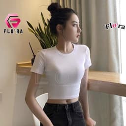 ( Free size 28 - 48kg ) Áo CROPTOP TAY NGẮN CỔ TRÒN TRƠN Thun Gân CR66, Áo Thun Ôm Body Kiểu Basic 6