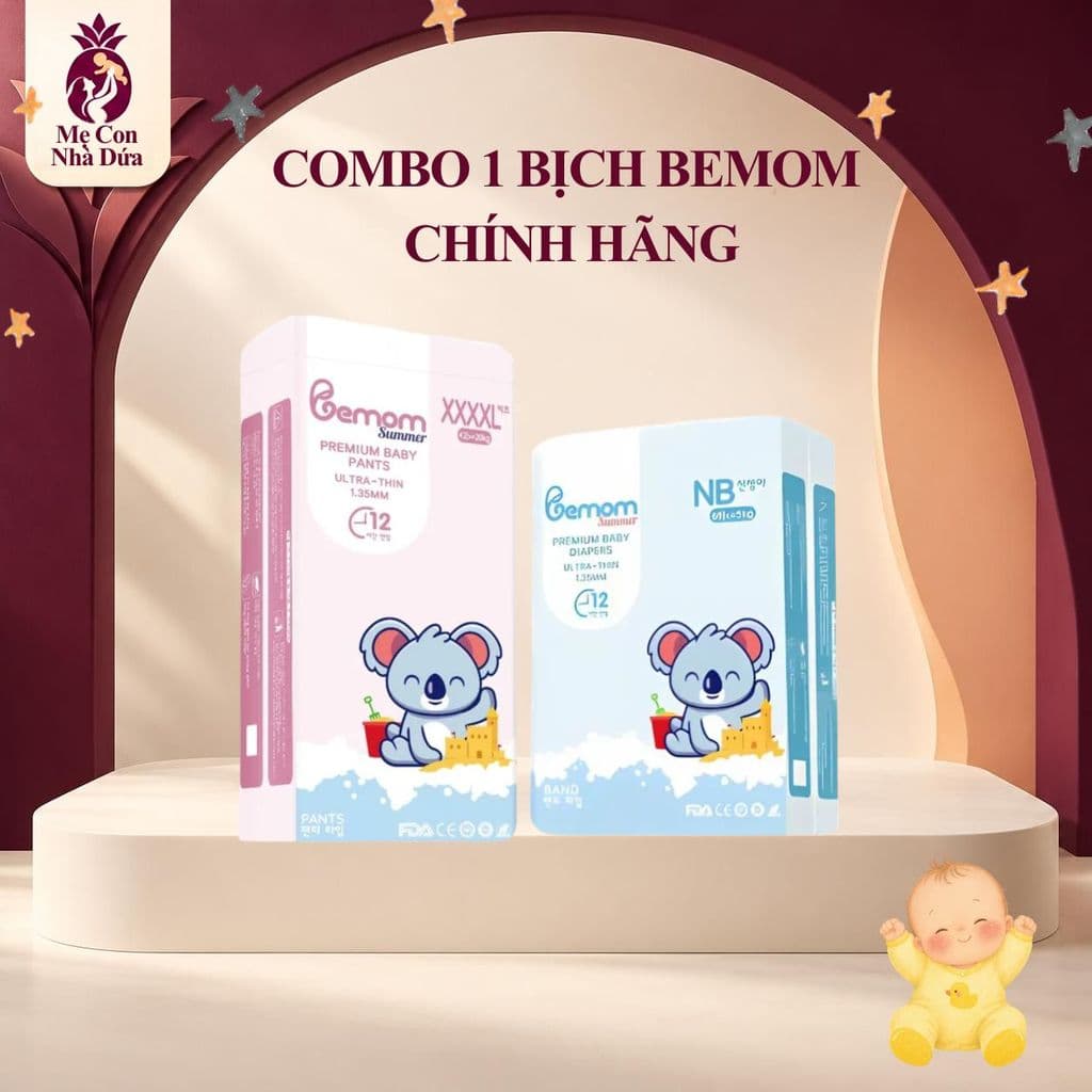 Tã Bỉm Hàn quốc Bemom SUMMER siêu mỏng mềm, thấm hút tốt đủ size NB/S/M/L/XL/2XL/3XL/4XL cho bé
