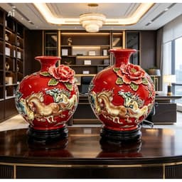 [TẶNG ĐẾ VÀ HỘP QUÀ] Bình Hút Lộc Bát mã đắp nổi RỒNG VIỆT xanh lá, Quà tặng tân gia mệnh mộc, hỏa 4