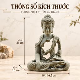 Tượng Hư Không Thiền Phật xúc địa thủ ấn đá sa thạch ST0377 - Tượng phật deco, trang trí 2