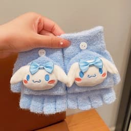 Găng tay lật cực ấm áp Năm ngón tay hoạt hình kuromi Phong cách mới Trẻ em Mùa đông Bé gái 9