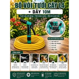 Bộ Vòi Tưới Cây Đa Năng 10 Chế Độ Phun, Xịt Rửa Xe Tưới Rau Hoa Kèm 4 Đầu Nối Ống Nước D21 Chống Rò Rỉ, Tiết Kiệm Nước 3