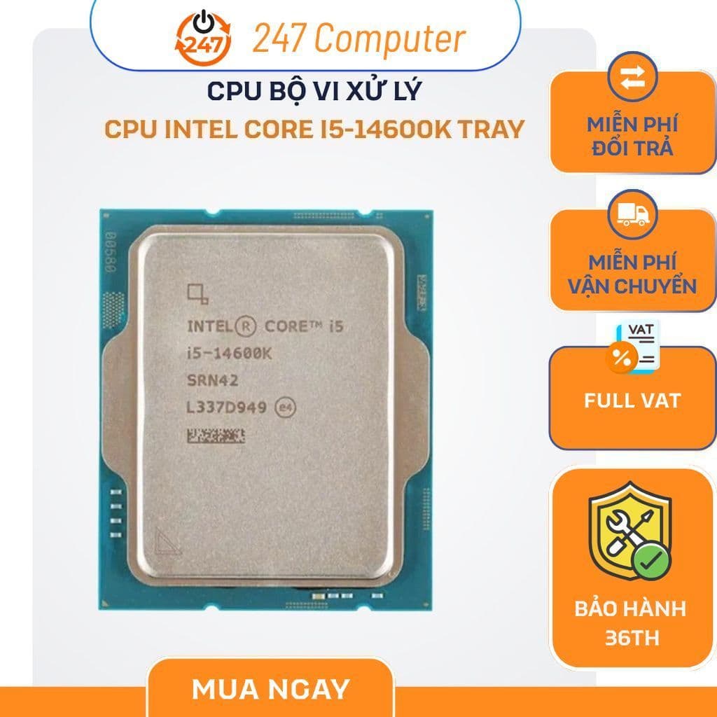 [NEW FULL VAT] CHIP XỬ LÝ CPU INTEL CORE  I5-14600K TRAY - BẢO HÀNH 3 NĂM