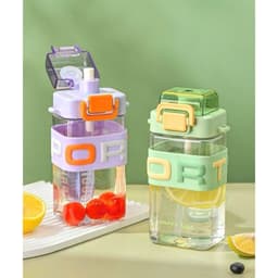 Bình nước nhựa có ống hút 600ml dây đeo tiện lợi, phù hợp cho các bé đựnġ nước đến trường, VOICON-[LA22] 5