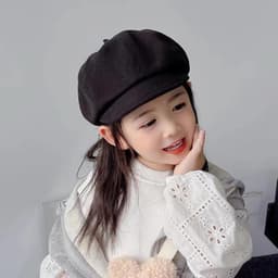 Len Nỉ Trẻ Em Mũ Nồi Màu Trơn Bé Gái Thu Đông Mũ Hình Bát Giác Thời Trang Đơn Giản Trẻ Em Họa Sĩ Mũ 5