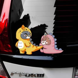 HỎA TỐC Decal Dán Xe Hơi Hình Tom Và Jerry Mặc Áo Khủng Long Hài Hước Chống Thấm Nước - Tem Dán Trang Trí Ô Tô Độc Lạ. 4