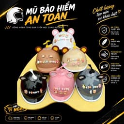 [ĐẠT CHUẨN AN TOÀN] Nón Bảo Hiểm Cá Heo Nửa Đầu Nam Nữ Dễ Thương Hot Trend Kèm Tai Gấu Và Charm Chữ 1