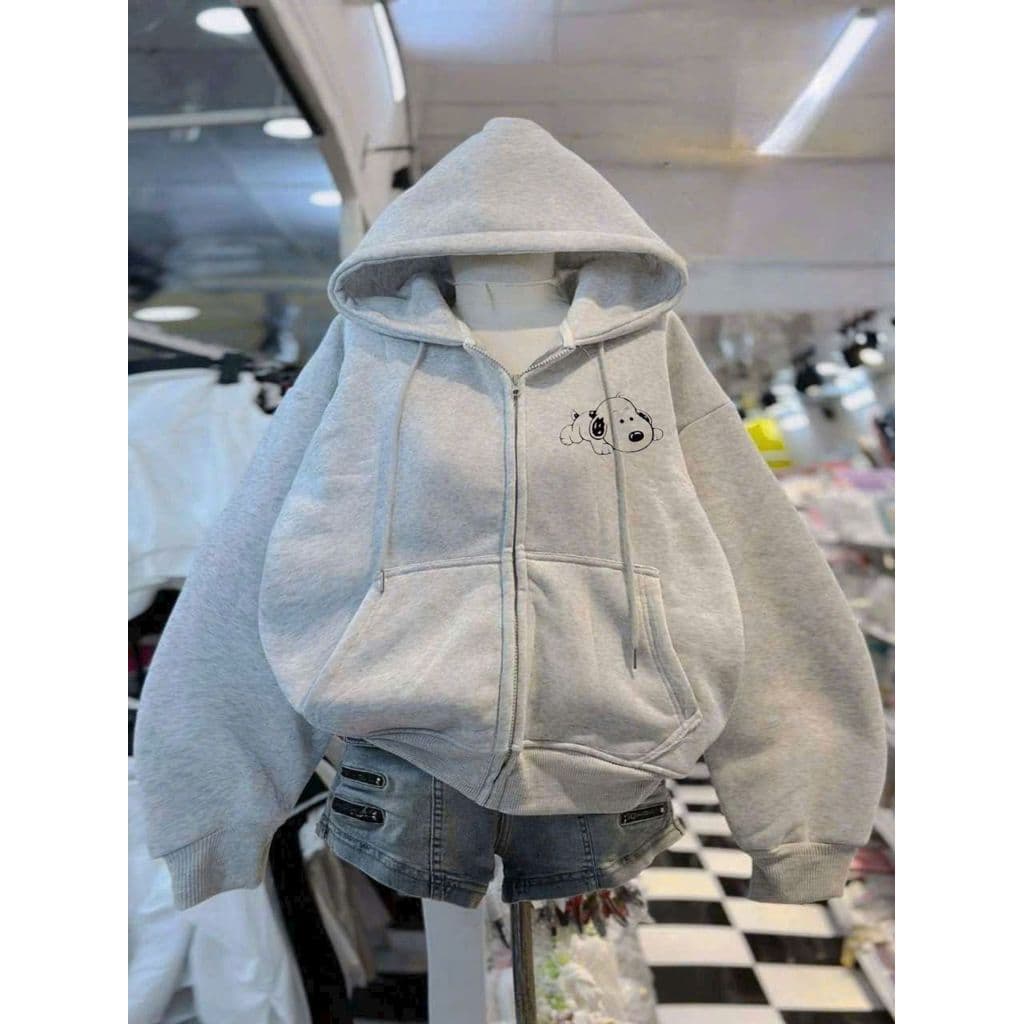 ( RẺ VÔ ĐỊCH ) Áo khoác hoodie zip nỉ dày dặn, freesize nam nữ, gấu bông đáng yêu, giá cực rẻ - qaounisex95!