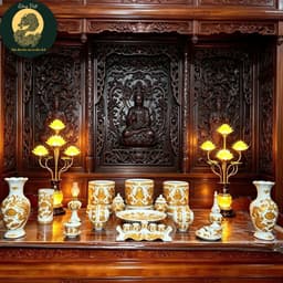 [FULL SET] Bộ thờ men trắng Phúc Lộc Thọ RỒNG VIỆT cao cấp Gốm Bát Tràng - hoàn hảo bàn thờ gia tiên 1
