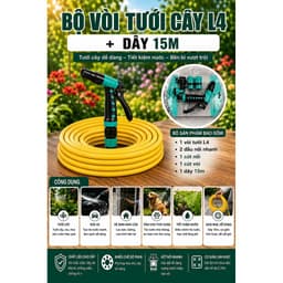 Bộ Vòi Tưới Cây Đa Năng 10 Chế Độ Phun, Xịt Rửa Xe Tưới Rau Hoa Kèm 4 Đầu Nối Ống Nước D21 Chống Rò Rỉ, Tiết Kiệm Nước 4