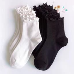 Tất nữ cổ bèo phong cách Hàn Quốc – Tất cổ trung màu trắng/đen dễ thương, co giãn mềm mại hàng cao cấp VOICON-[TV01] 1