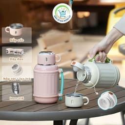 Bình Giữ Nhiệt Nóng Lạnh Inox 316 Dung Tích 800-1000ML Kèm Cốc Có Quai Xách Tiện Lợi Giữ Nhiệt 8-10 Giờ VOICON-[LA88] 8