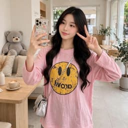 Áo thun giấy cổ tròn mỏng in hình mặt cười vàng xinh đẹp hot trend  TG FACE11 7 5