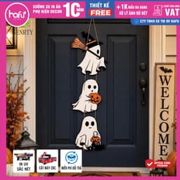 [Hỏa tốc HCM] chất liệu Formex 5mm, nhựa cứng Trang trí Halloween Treo Cửa, Dễ Thương Nhẹ Bí Ngô Ma Trang Trí Hafu House 1
