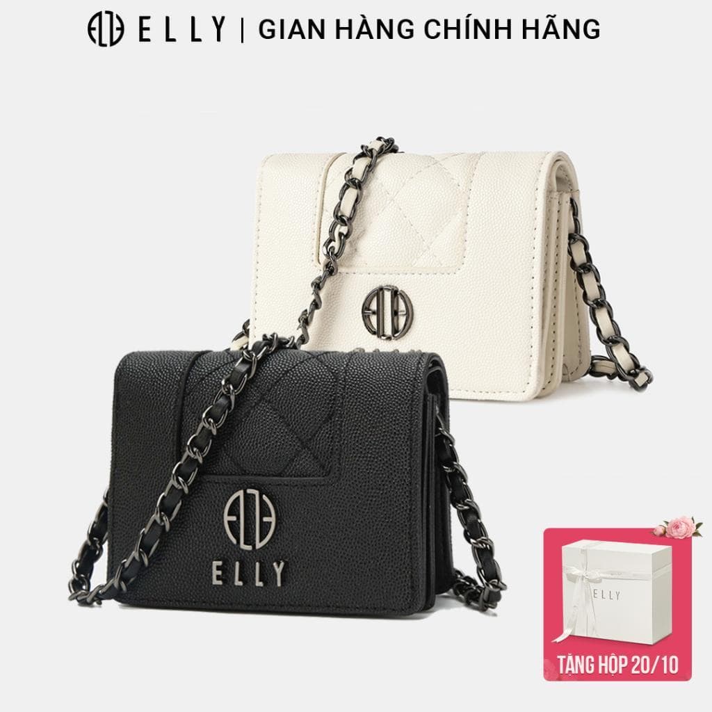 [Tặng hộp 20.10] Ví nữ ELLY EV98 da thật cao cấp ví cầm tay đeo chéo đeo vai mini chính hãng