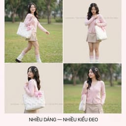 [TẶNG CHARM NƠ] Túi Tote Daisy Rosie Millie Chần Bông Bánh Bèo Xinh Xắn Đi Học Đi Làm T46 T47 T48 9