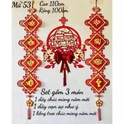 Set 3 Món Decor Tết 2027 Trang Trí Nhà Cửa & Cửa Hàng – Mành Treo Chữ Tết + Dây Vạn Sự Như Ý + Dây Chúc Mừng Năm Mới 9