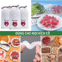[Combo] Bịch 100 màng bọc thực phẩm, túi bọc thực phẩm nilon bo chun co giãn, tái sử dụng 9