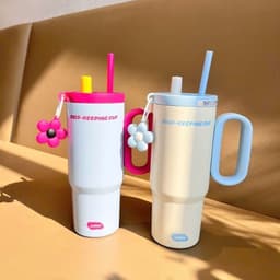 Bình Giữ Nhiệt 750ML - Cốc Xinh Xắn Tiện Lợi Đậm Chất Cá Tính Với Charm Hoa Dễ Thương & Tay Cầm Tiện Lợi VOICON-[BIN99] 5