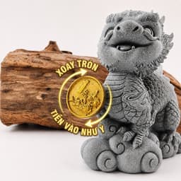 Thanh long dâng bảo đá sa thạch ST.PVN2665 - Tượng deco, trang trí tiểu cảnh, bán cạn, terrarium 3