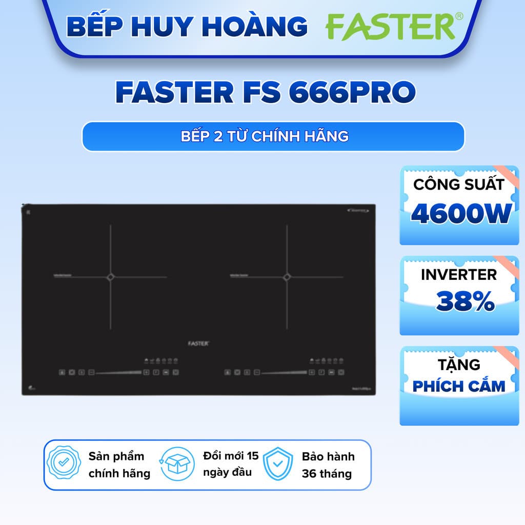 Bếp từ đôi FASTER FS 666Pro | Công nghệ inverter tiết kiệm điện | Hàng chính hãng
