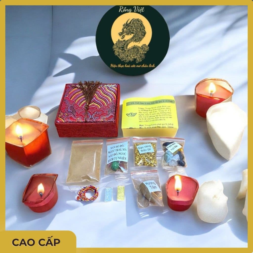 Bộ cốt bát nhang RỒNG VIỆT, sản phẩm nạp tượng độc đáo từ 7 loại đá tự nhiên quý hiếm.