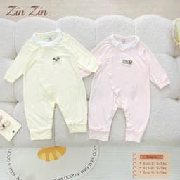 BD41. Bộ body liền thân body dài tay bé trai bé gái sơ sinh Zinzin viền bèo chất petit mềm mịn mát co dãn 4 chiều 3