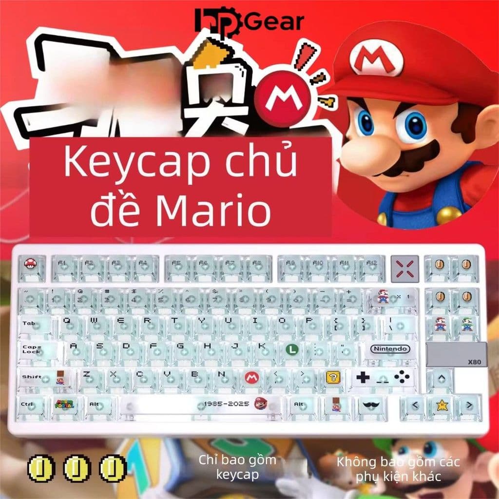 [Tổng hợp]Bộ Keycap Super Mario | Mygo Xuyên LED RGB Bàn Phím Cơ - Profile Cherry 122 Phím Nhựa PC In UV