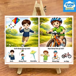 Thẻ flash dạy bé tập nói EVON BABY - Giúp Bé Tập Nói Sớm - Mẹ hỏi bé - Ai ĐANG LÀM GÌ? 7