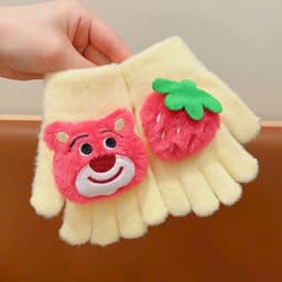 Găng Tay Len Cho Bé 2-6 Tuổi Họa Tiết Gấu Dâu Cute – Găng Tay Giữ Ấm Mùa Đông Cho Bé. C87 SHOP 2