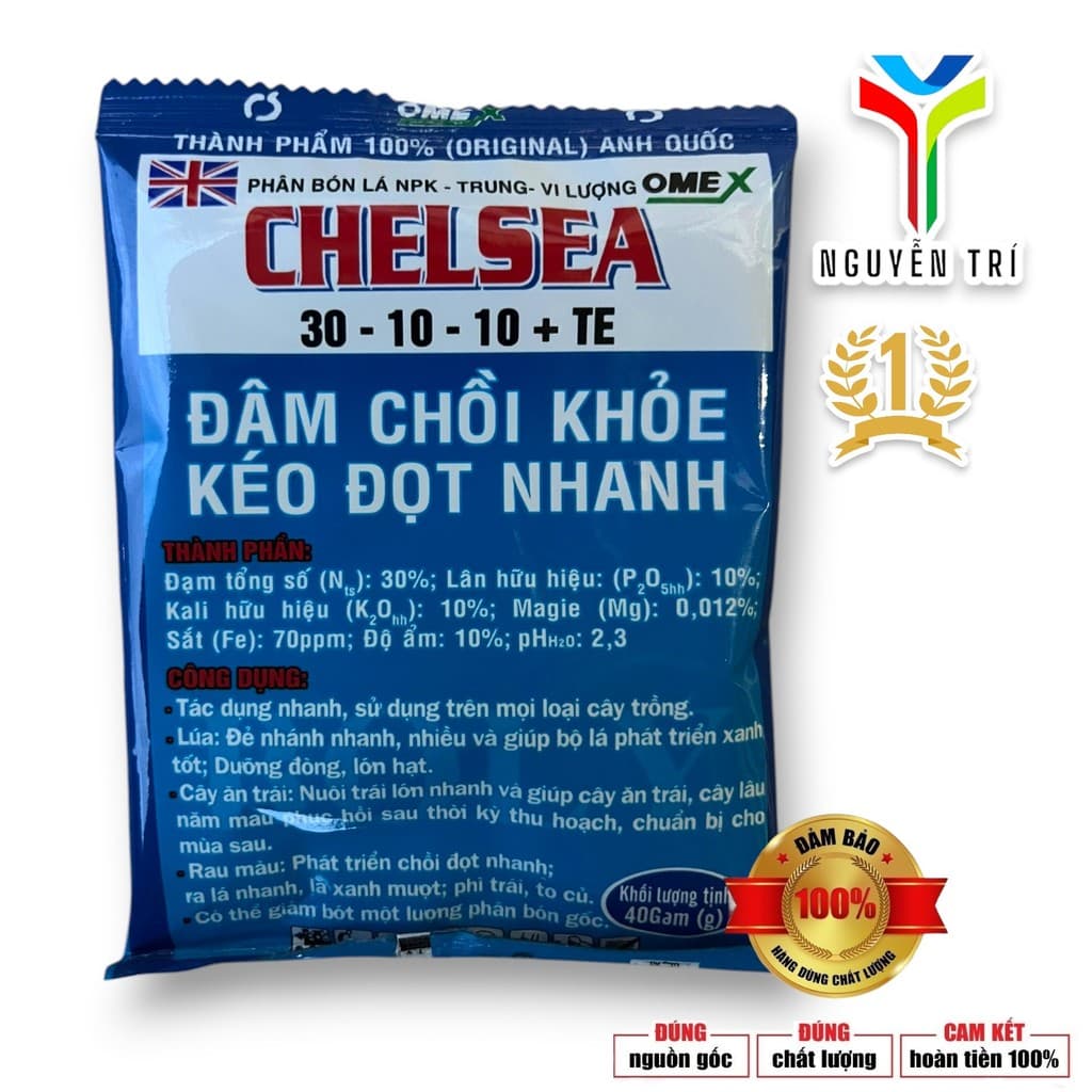 Phân Bón Lá Omex CHELSEA 30-10-10+TE (Gói 40g) - Bật Chồi Nhanh, Kéo Đọt Khỏe, Phục Hồi Cây Anh Quốc