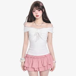 Áo Nữ Kiểu Trễ Vai Viền Phối Ren Thắt Nơ Ngực Dễ Thương A51593 2