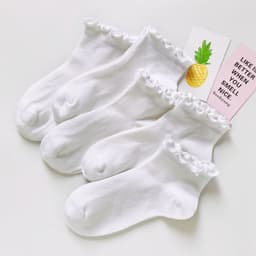 Tất nữ cổ bèo phong cách Hàn Quốc – Tất cổ trung màu trắng/đen dễ thương, co giãn mềm mại hàng cao cấp VOICON-[TV01] 4