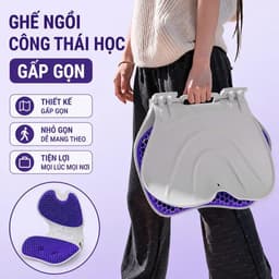 TC  Ghế Ngồi Công Thái Học Gấp Gọn Cao Cấp Đệm TPE Tổ Ong Êm Ái Thoáng Khí Hỗ Trợ Thắt Lưng Giảm Áp Lực Khi Ngồi 3
