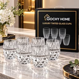Bộ 6 Ly Thủy Tinh GOCHY HOME 300ml Vân Ong Dập Nổi 3D, Cốc Uống Nước Soda-Lime Không Chì, Dày Dặn Sang Trọng -Màu Trắng 3