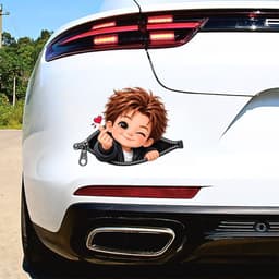 [Hỏa Tốc] Decal Dán Trang Trí Hình Em Bé Kéo Khóa Thả Tim "Siêu Cưng" Chống Thấm Nước, Bền Màu 2