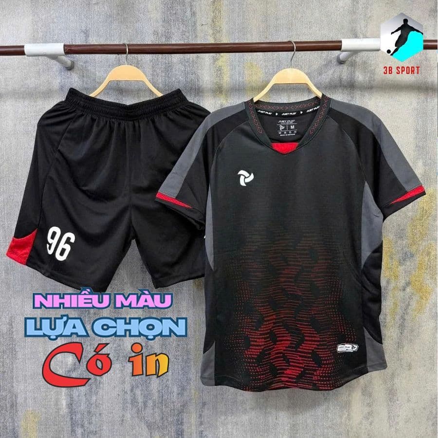 (Nhiều màu - Có in)[Chính Hãng Justplay ]Bộ Quần Áo Bóng Đá Justplay Raider Đen, Chất vải MK11.2 thoáng mát ko nhăn