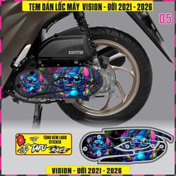 Tem Dán Lốc Máy Xe VISION Đời 2021 Đến 2026 Mẫu Thỏ Bunny Cực Chất Decal 3Lớp 2